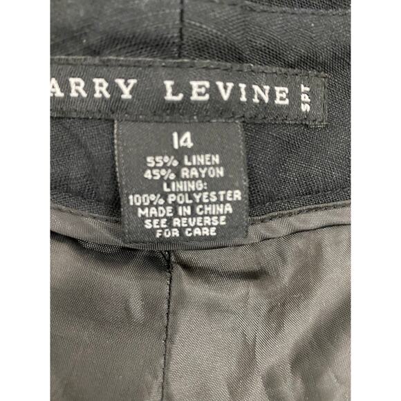 Larry Levine black capri beaded stone faux belt linen blend size 14 - Picture 6 of 6